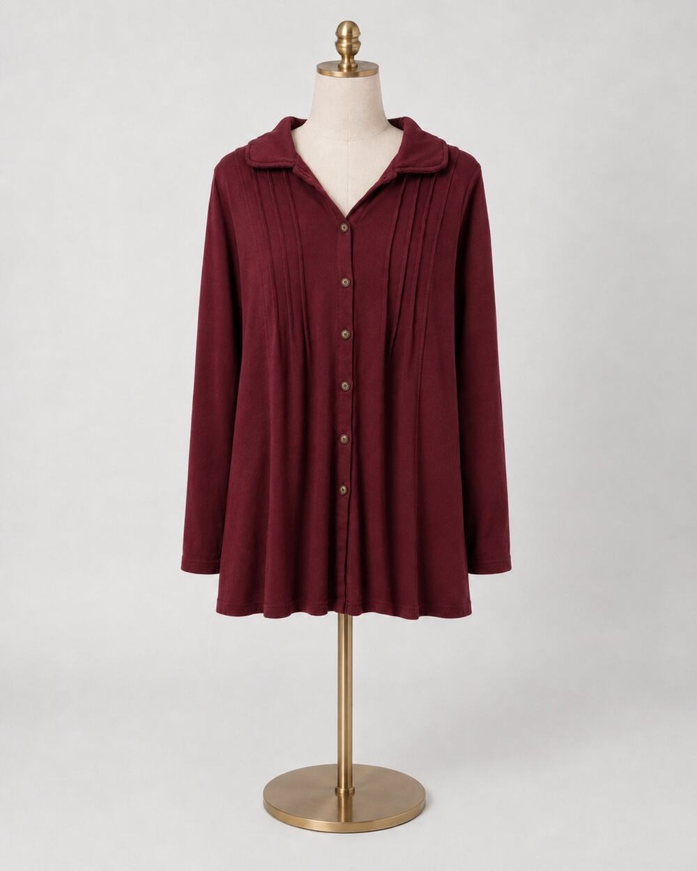 Copied - Boho Deep Red Soft Tunic Top pintuck Swing top A-line
